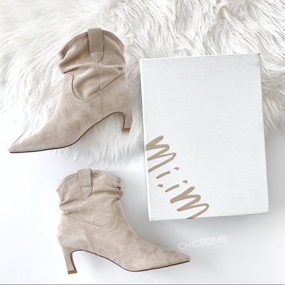 ONLY 1 Mi.iM LOUIE Faux Suede Ankle Boots- TAUPE - Picture 2 of 8